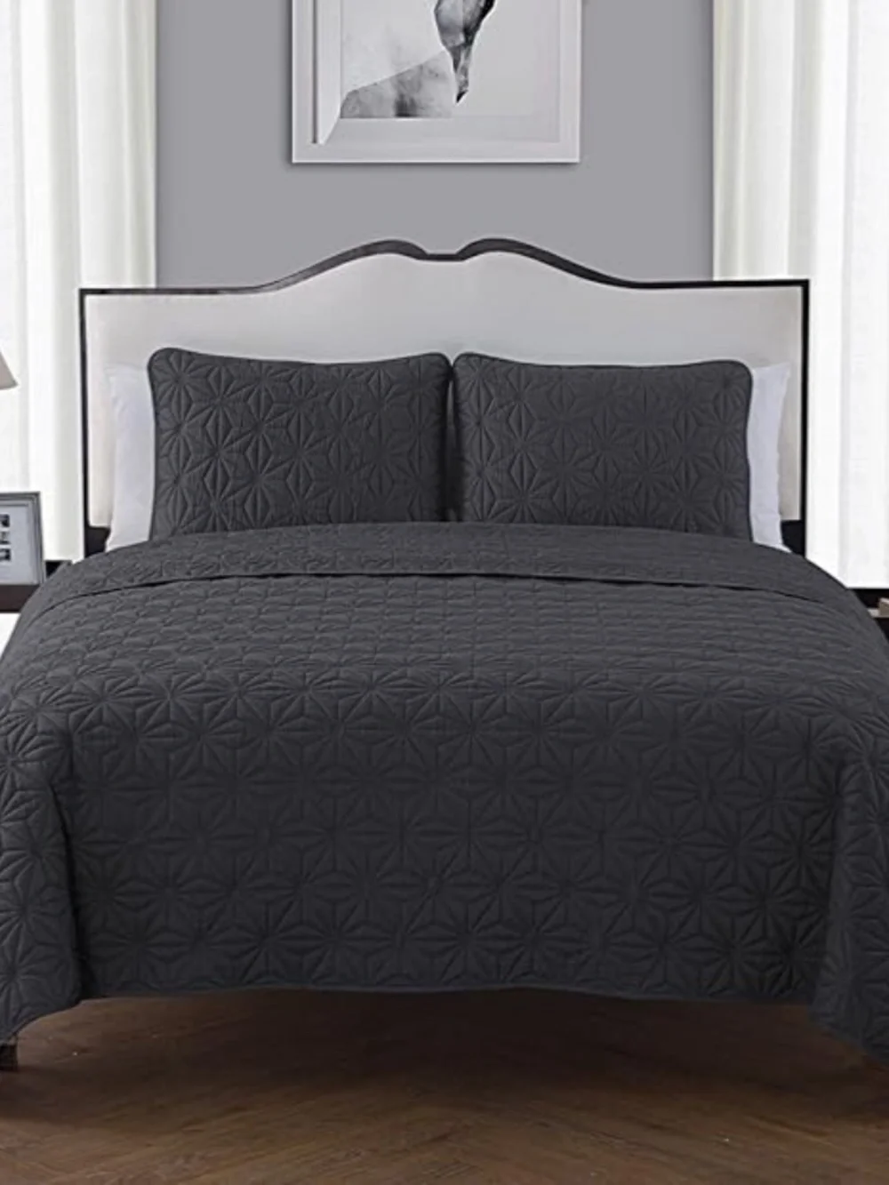 VCNY Home Kaleidoscope 3-Piece Grey Geometric Quilt Set  King735732261855